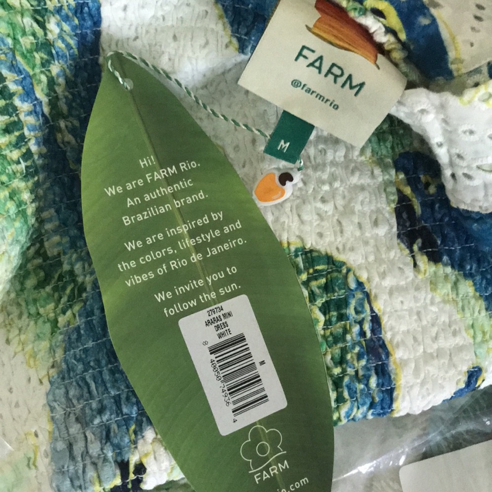 Farm Rio Araras Mini Dress Tropical Birds Stretchy NWT - Picture 13 of 13
